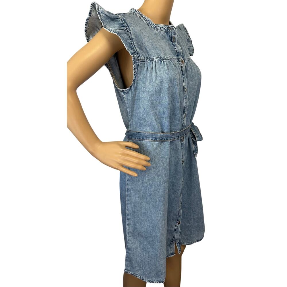 NWT J. Crew Ruffle Sleeve Denim Mini Dress English Blue Wash CK540 Size 12 - Picture 6 of 13